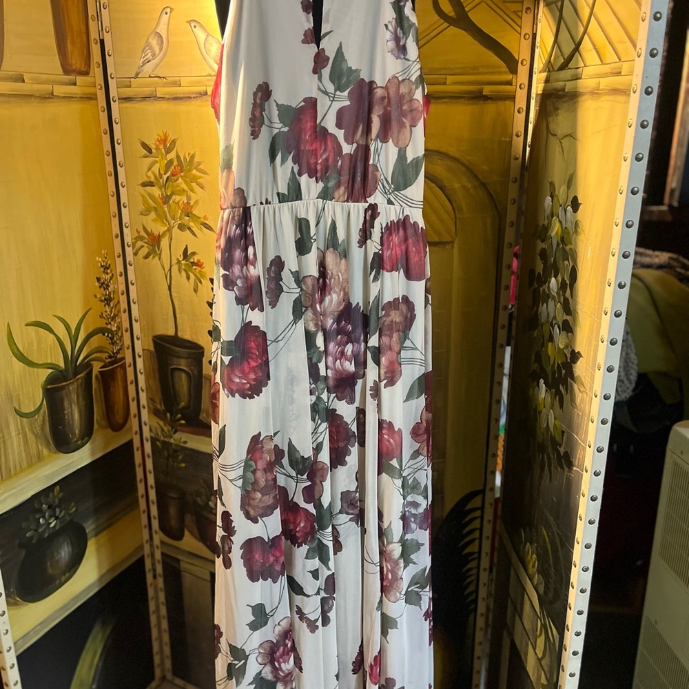 Floral Maxi Dress in White and Purple